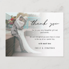 Minimalist Voeg foto toe Trouwfoto Dank u Postc Briefkaart