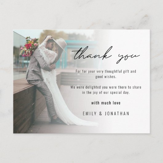 Minimalist Voeg foto toe Trouwfoto Dank u Postc Briefkaart (Voorkant)