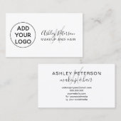 Minimalist voeg je logo zwart wit monogram haar to visitekaartje (Voorkant / Achterkant)