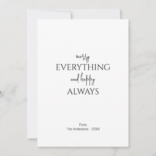 Minimalist Vrolijk alles en gelukkig altijd Feestdagenkaart (Voorkant)