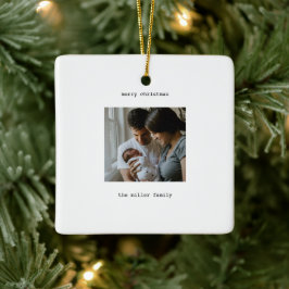 Minimalist Vrolijk Kerstfeest met Foto Keramisch Ornament