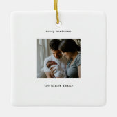 Minimalist Vrolijk Kerstfeest met Foto Keramisch Ornament (Voorkant)