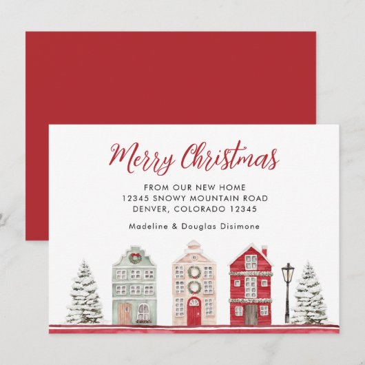 Minimalist Vrolijk Kerstfeest vanuit ons nieuwe hu Aankondiging (Voorkant / Achterkant)