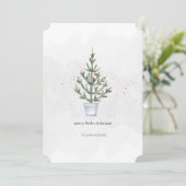 Minimalist 🎄 Vrolijk Kerstfeest Waterverf Feestdagenkaart (Staand voorkant)