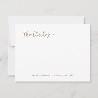 Minimalist Warm Taupe Family Stationery  Notitiekaartje
