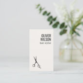Minimalist Warm White Black Bold Hair Salon Visitekaartje (Staand voorkant)