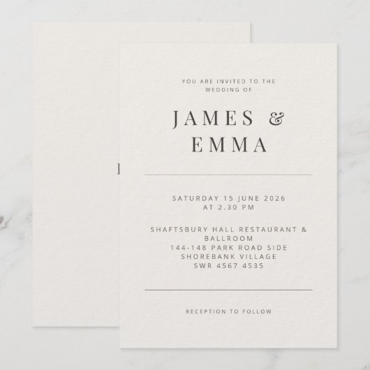 Minimalist  | Warm White Kaart (Voorkant / Achterkant)