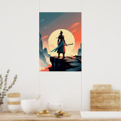 Minimalist Warrior with Sword Gaming  Poster (Keuken)