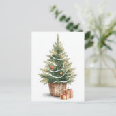 Minimalist Watercolor Christmas Tree Feestdagenkaart (Staand voorkant)