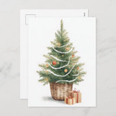 Minimalist Watercolor Christmas Tree Feestdagenkaart (Voorkant / Achterkant)