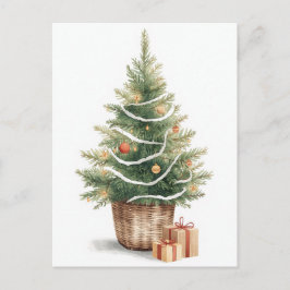 Minimalist Watercolor Christmas Tree Feestdagenkaart