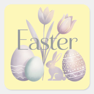 Minimalist Watercolor Easter Typographic Design Vierkante Sticker