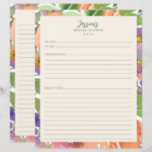 Minimalist Watercolor Floral Bridal Shower Recipes (Voorkant / Achterkant)