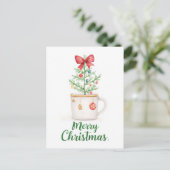 Minimalist Watercolor Mug Christmas Feestdagenkaart (Staand voorkant)