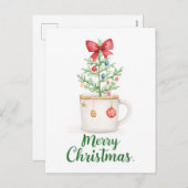 Minimalist Watercolor Mug Christmas Feestdagenkaart (Voorkant / Achterkant)