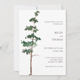 Minimalist Watercolor Spruce Wedding Kaart
