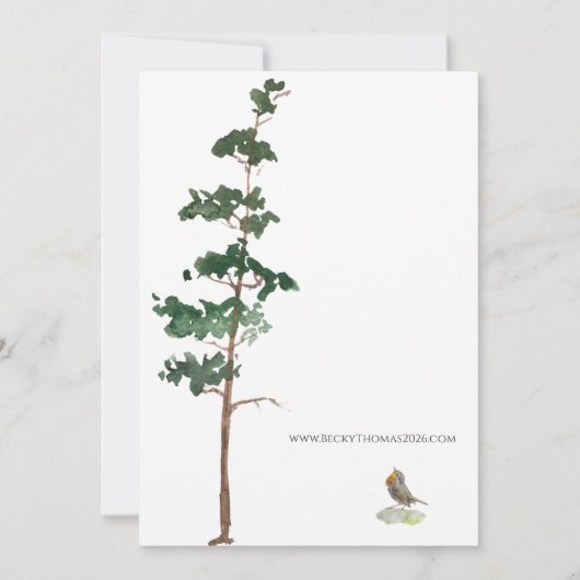 Minimalist Watercolor Spruce Wedding Kaart (Achterkant)