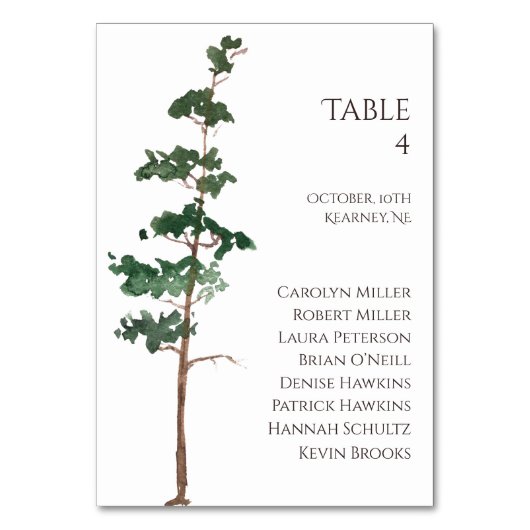 Minimalist Watercolor Spruce Wedding Kaart (Voorkant)