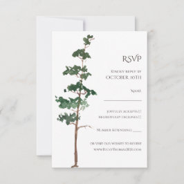 Minimalist Watercolor Spruce Wedding RSVP Kaartje
