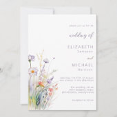 Minimalist Watercolor Wildflower Garden Wedding Kaart (Voorkant)