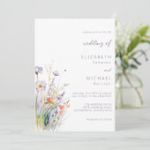 Minimalist Watercolor Wildflower Garden Wedding Kaart (Staand voorkant)