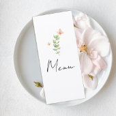 Minimalist Watercolor Wildflower Wedding Menu Card
