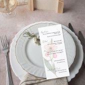 Minimalist Watercolor Wildflower Wedding Menu Card