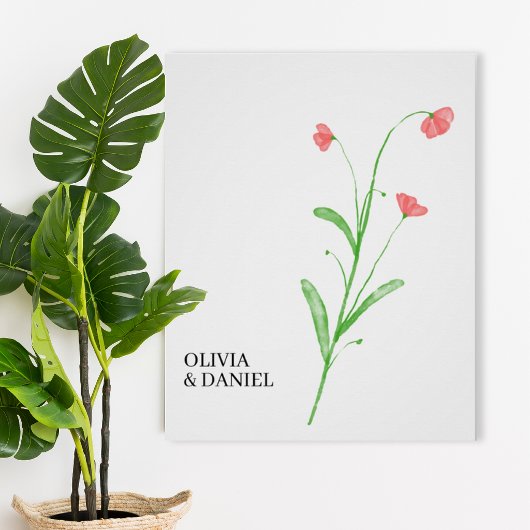 Minimalist Watercolor Wildflower Wedding Poster