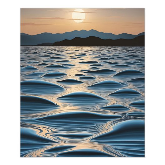 Minimalist Waves at Dawn Foto Afdruk (Voorkant)