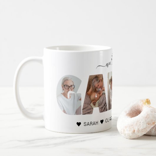 Minimalist We Love You Grammy Fotocollage Koffiemok (Met donut)