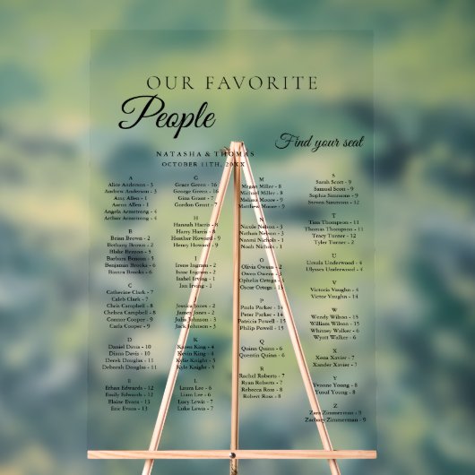 Minimalist  Wedding Alphabetical Seating Chart Acryl Bord (Neutraal)