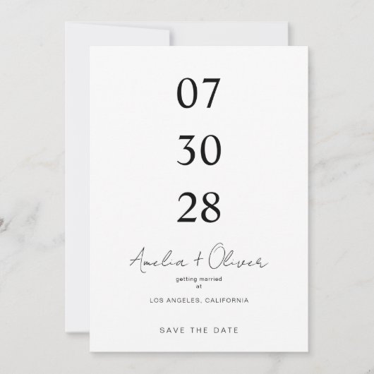 Minimalist Wedding Announcement Script Typography Save The Date (Voorkant)