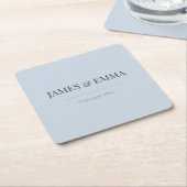 Minimalist Wedding Coaster | Dusky Blue Kartonnen Onderzetters (Schuin)