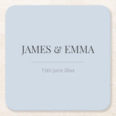Minimalist Wedding Coaster | Dusky Blue Kartonnen Onderzetters (Voorkant)