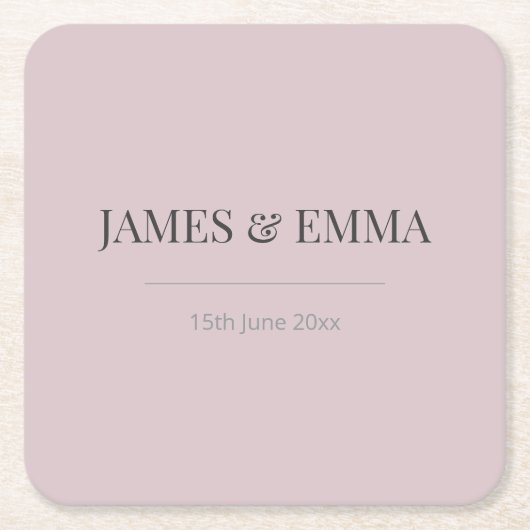 Minimalist Wedding Coaster Dusky Rose Kartonnen Onderzetters (Voorkant)