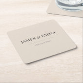 Minimalist Wedding Coaster Soft Latte Kartonnen Onderzetters (Schuin)