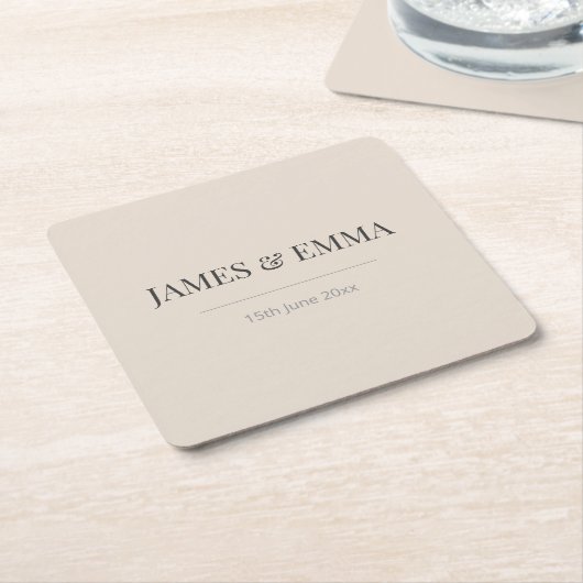 Minimalist Wedding Coaster Soft Latte Kartonnen Onderzetters (Schuin)