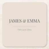 Minimalist Wedding Coaster Soft Latte Kartonnen Onderzetters (Voorkant)