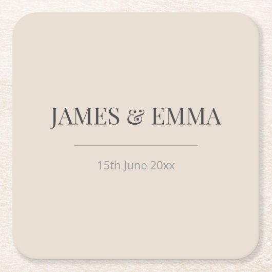 Minimalist Wedding Coaster Soft Latte Kartonnen Onderzetters (Voorkant)