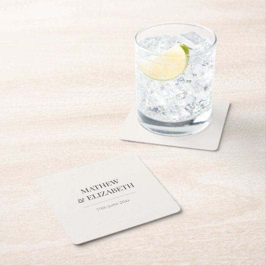 Minimalist Wedding Coaster | Warm Ivory Kartonnen Onderzetters (Insitu)