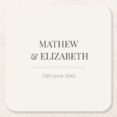 Minimalist Wedding Coaster | Warm Ivory Kartonnen Onderzetters (Voorkant)
