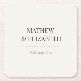 Minimalist Wedding Coaster | Warm Ivory Kartonnen Onderzetters