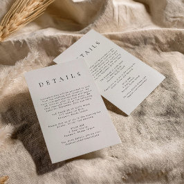 Minimalist Wedding Details Card