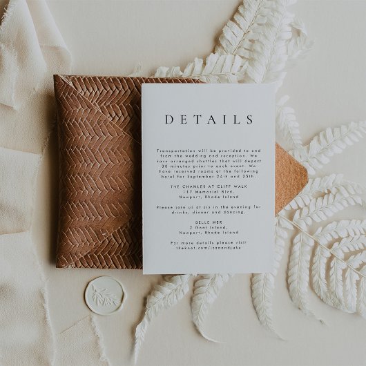 Minimalist Wedding Details Card