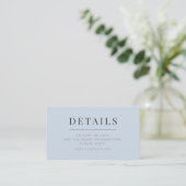 Minimalist Wedding Details Card | Dusky Blue Informatiekaartje (Staand voorkant)
