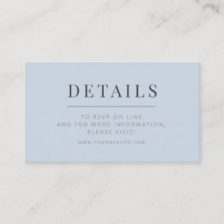 Minimalist Wedding Details Card | Dusky Blue Informatiekaartje