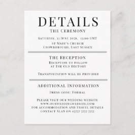 Minimalist Wedding Details Card | Elegant Editable Advieskaart
