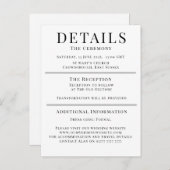 Minimalist Wedding Details Card | Elegant Editable Advieskaart (Voorkant / Achterkant)