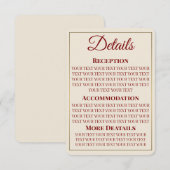 Minimalist Wedding Details Card  Informatiekaartje (Voorkant / Achterkant)
