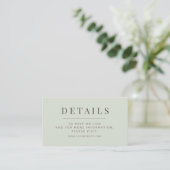 Minimalist Wedding Details Card | Pale Sage Informatiekaartje (Staand voorkant)